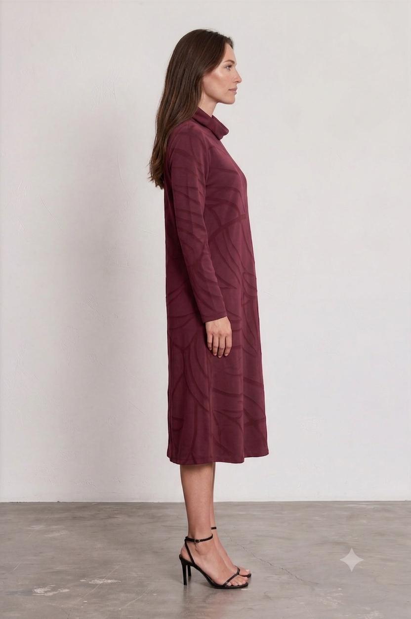 Abstract Leaf Cowl Neck Dress