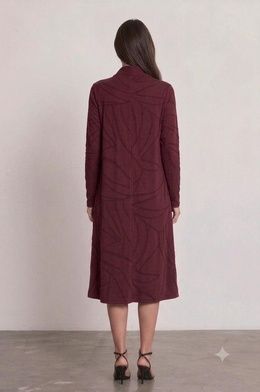 Abstract Leaf Cowl Neck Dress