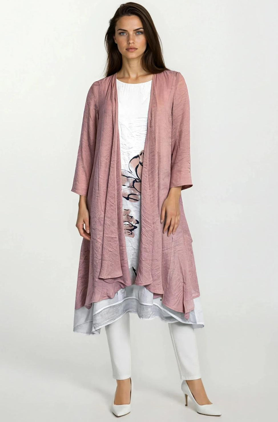 Summer Jacket With Sleeveless Floral Inset Dress