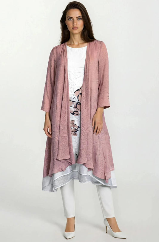 Summer Jacket With Sleeveless Floral Inset Dress