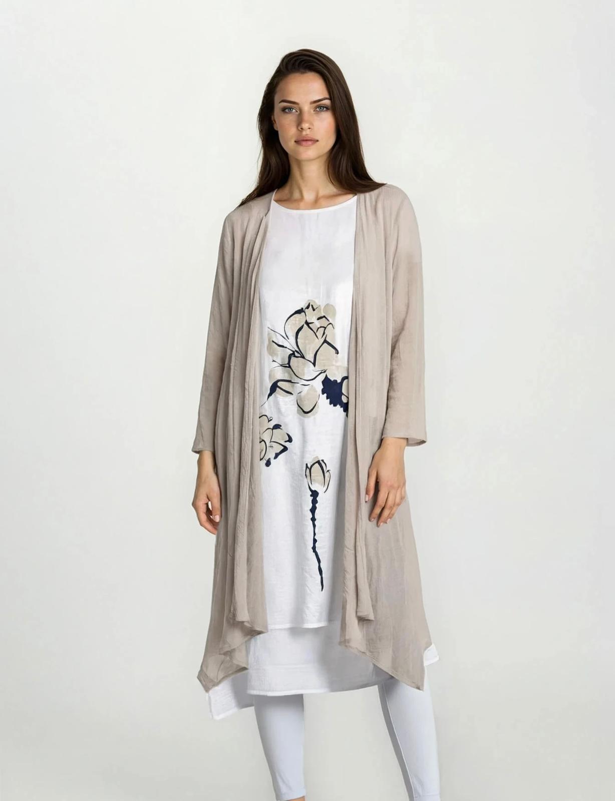 Summer Jacket With Sleeveless Floral Inset Dress