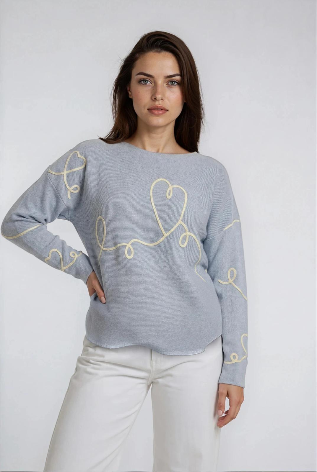 Heart Embroidered Knitted Top