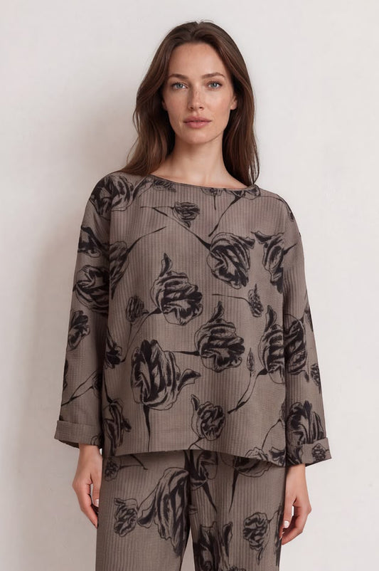 Abstract Floral Crinkle Long Sleeve Top £9.95