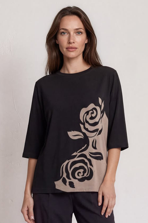 Floral Border Stretch Top