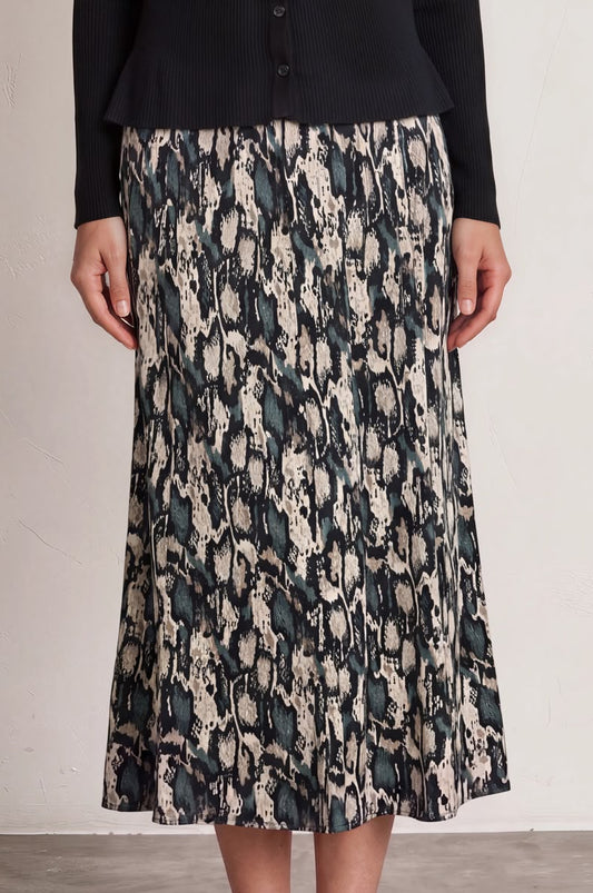 Multi-Panelled Snake Print Midi Skirt £11.95