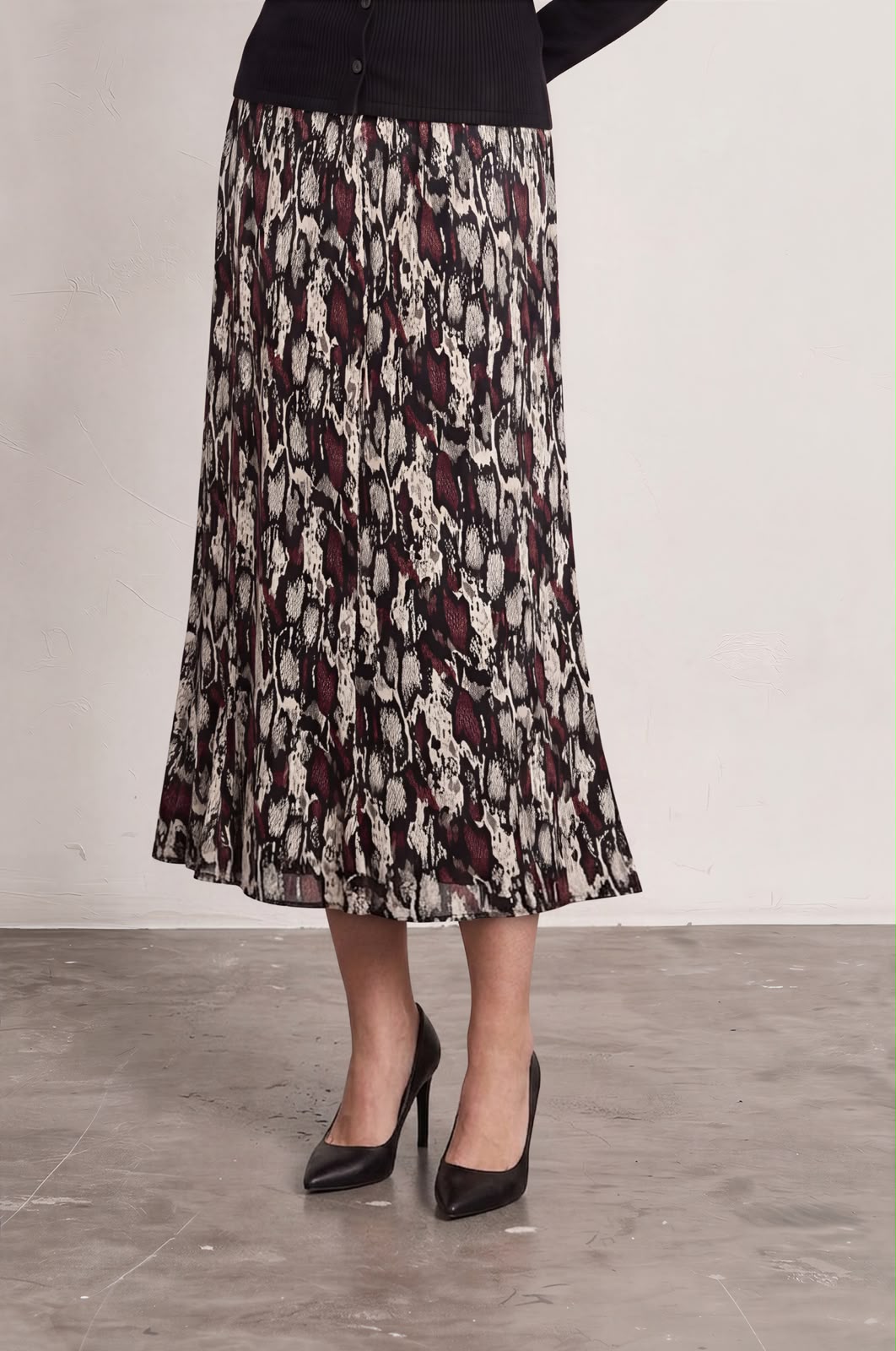 Multi-Panelled Snake Print Midi Skirt £11.95