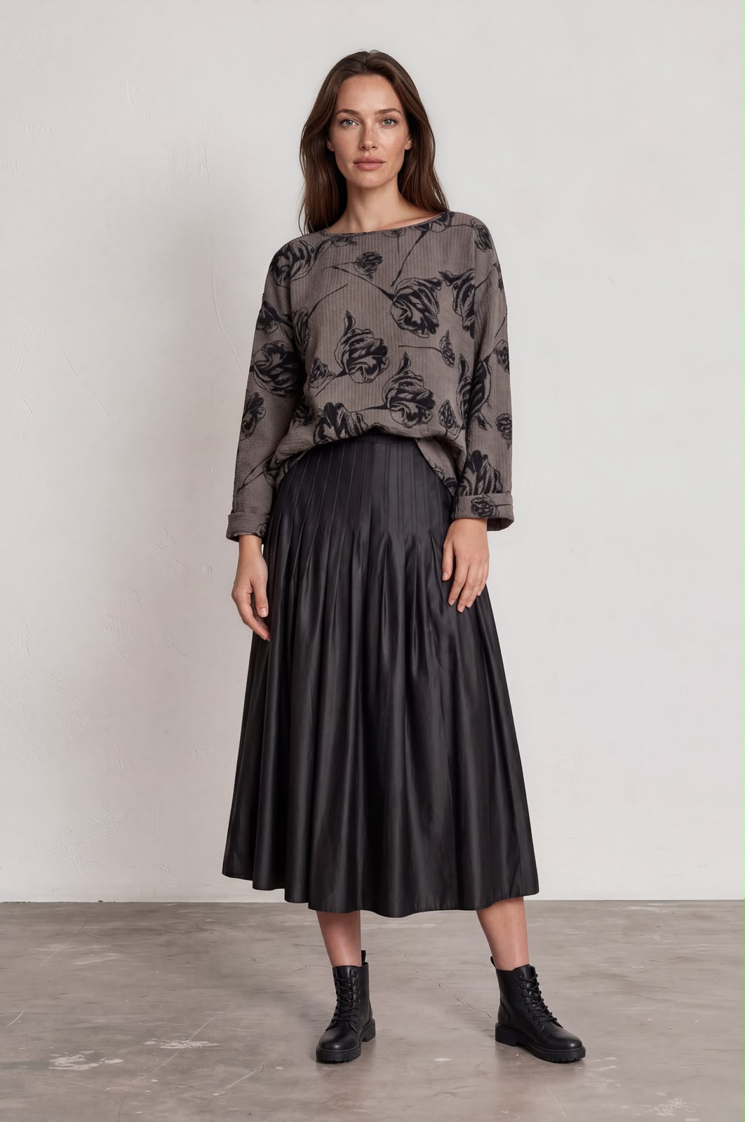 Abstract Floral Crinkle Long Sleeve Top £9.95
