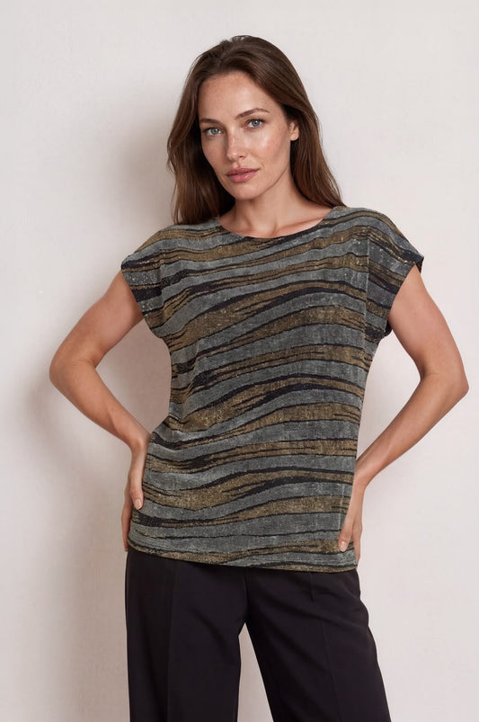Metallic Abstract Stripe Cap Sleeve Top £6.95