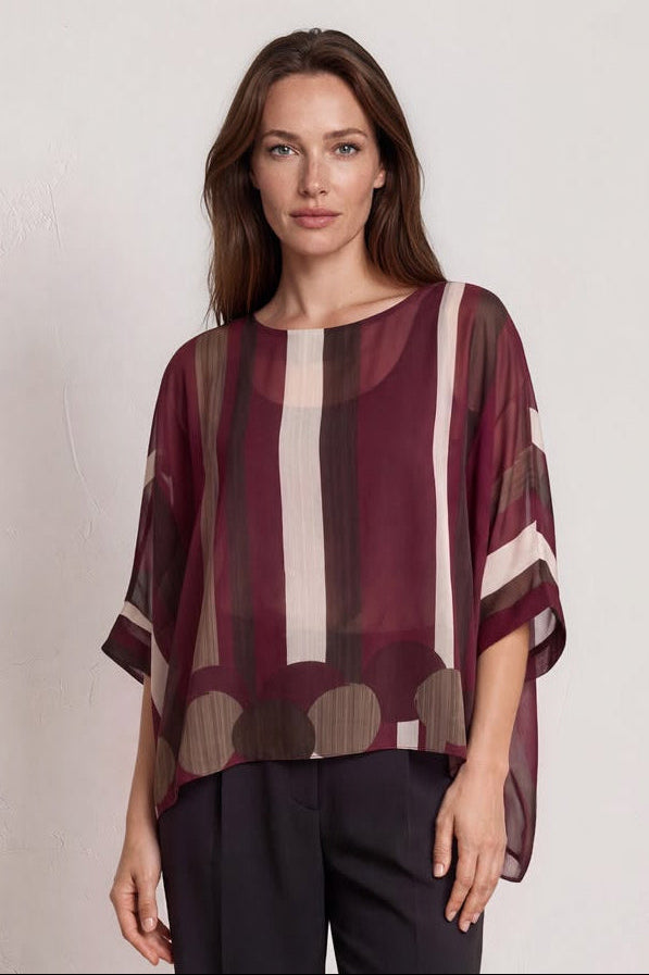 Chiffon Striped Kimono Top