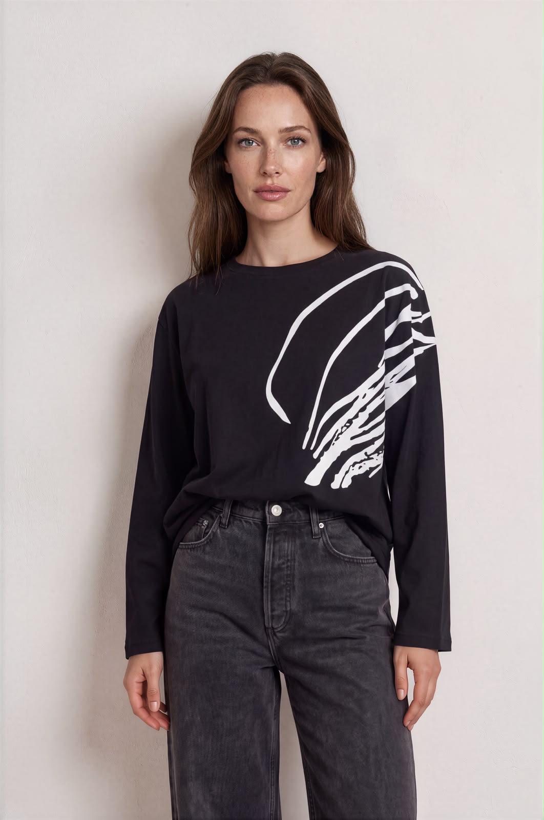 Abstract Graphic Print Long Sleeve Top