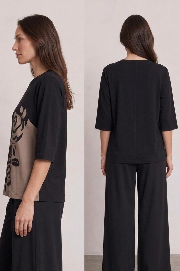 Floral Border Stretch Top