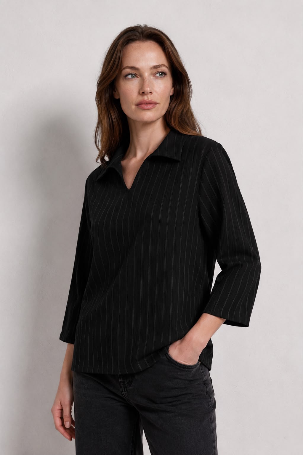 Pinstripe Notch Collar Blouse £7.95