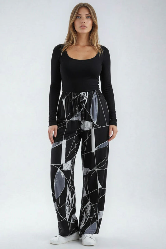 Geometric Mock Tie Stretch Trouser