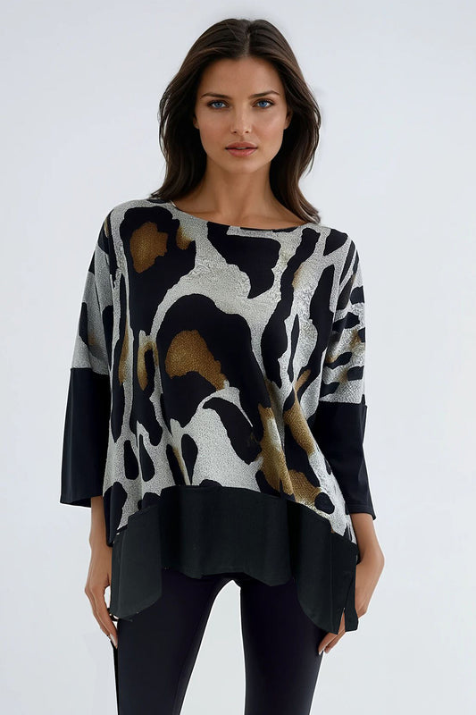Animal Printed Colour Block Top