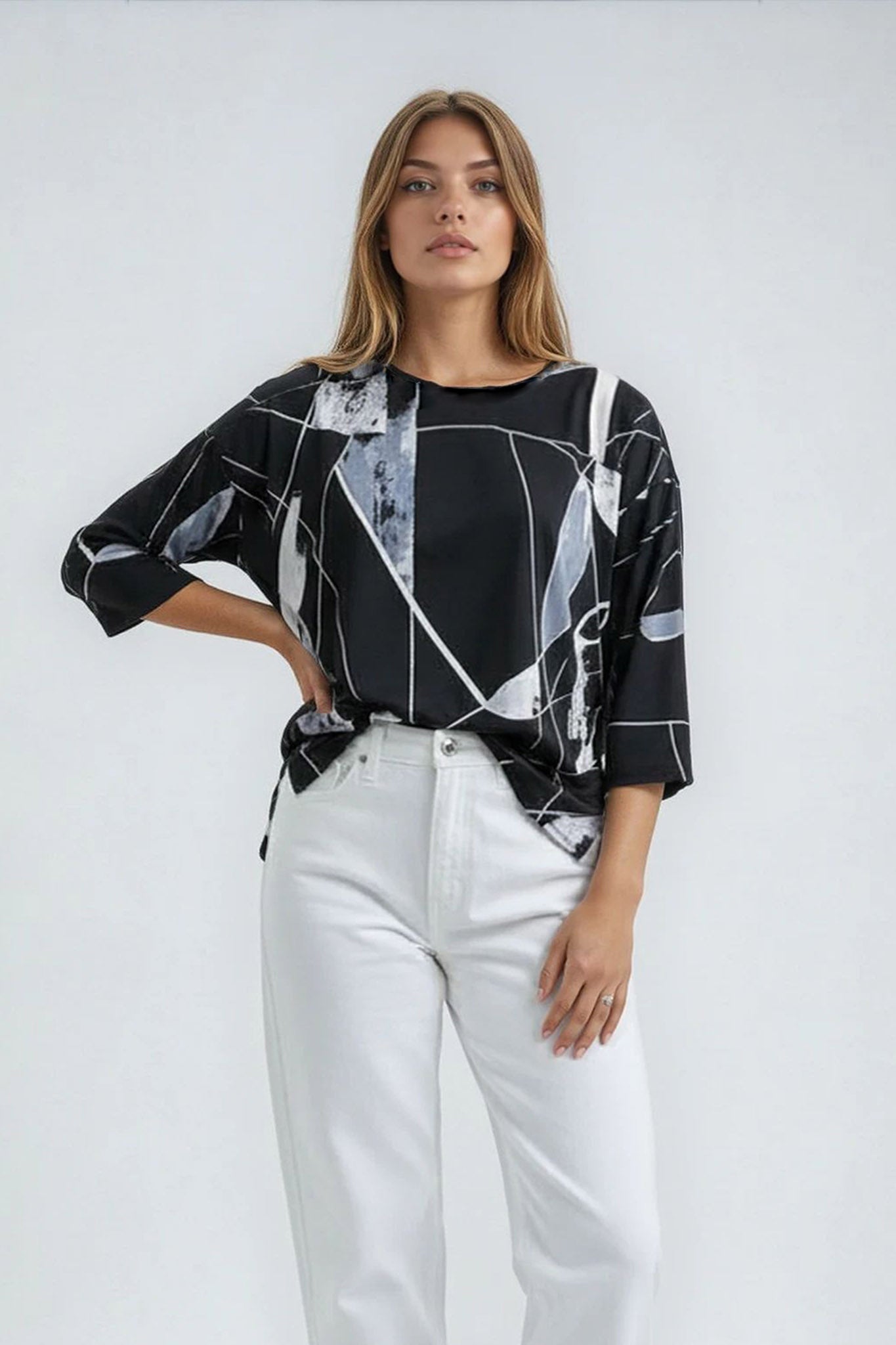 Geometric Printed Loose Fit Top