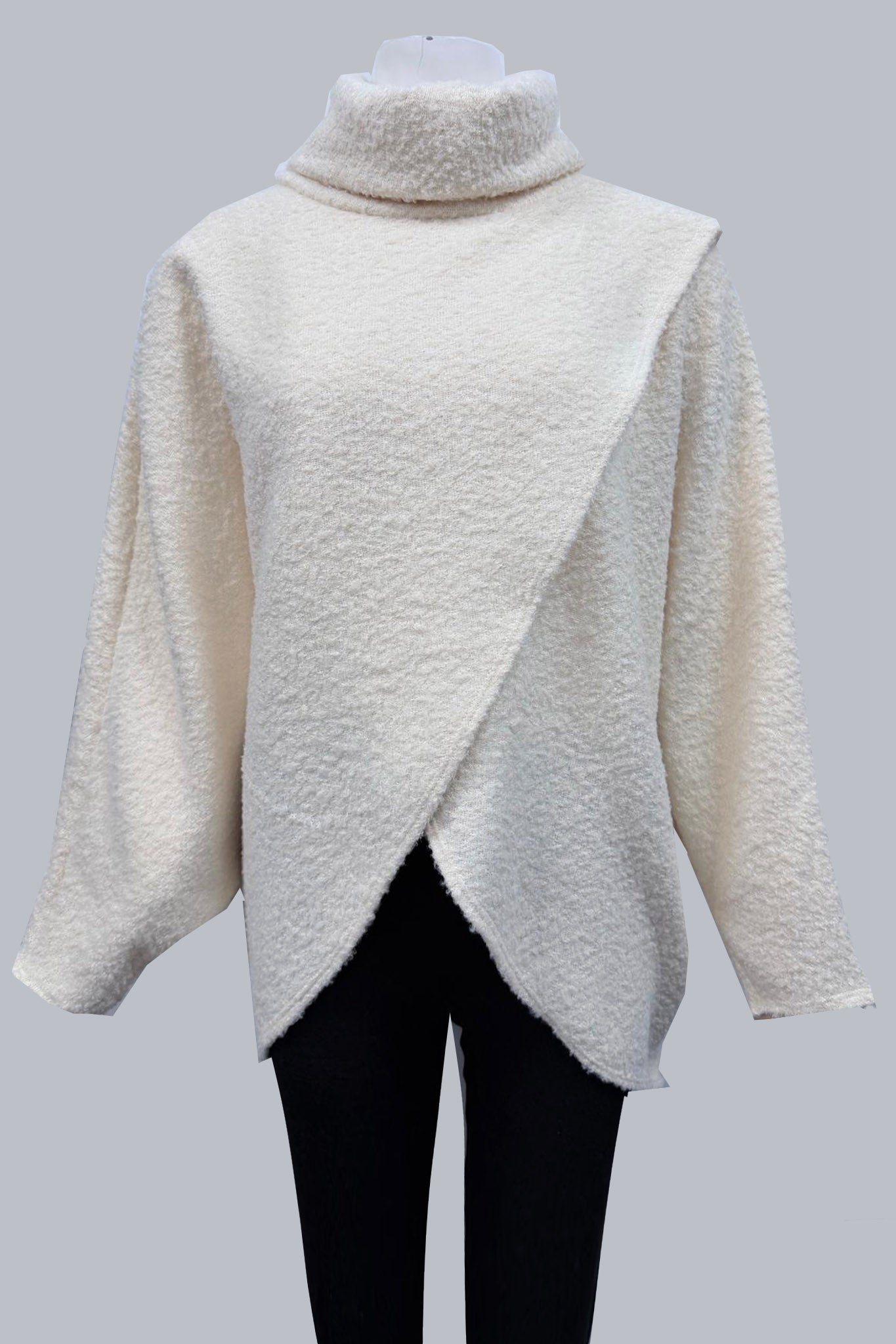 Cowl Neck Fleece Tulip Hem Cape Top