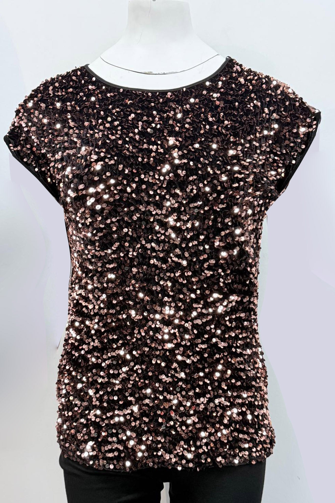 All Over Sequin Extended Shoulder Xmas Top