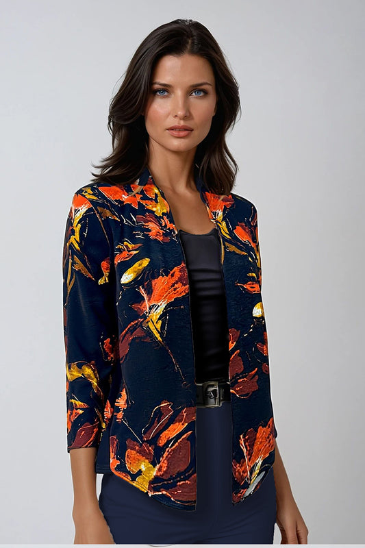 Floral Soft Touch Jacket Inset Top