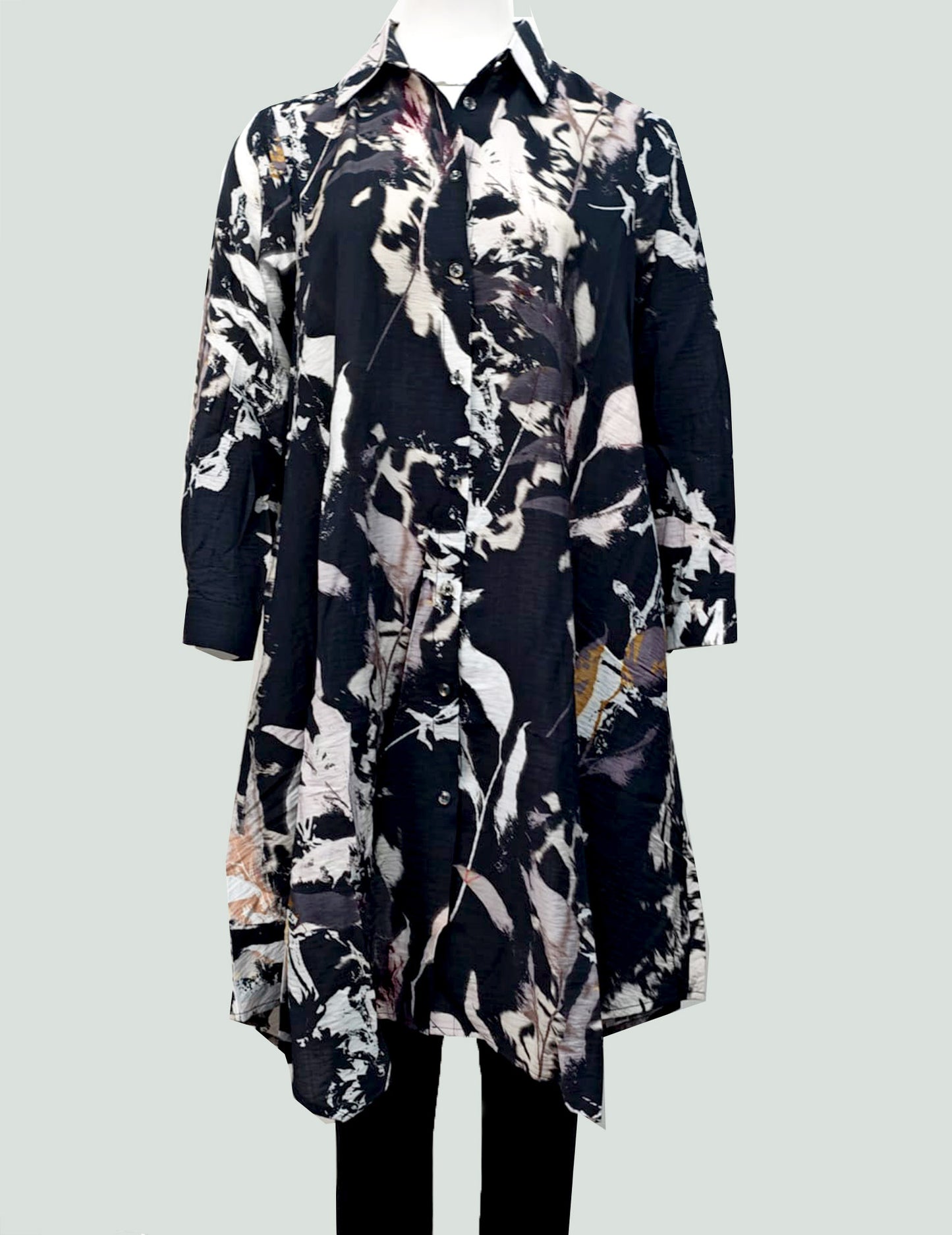Botanical Autumnal Print Oversized Shirt Dress