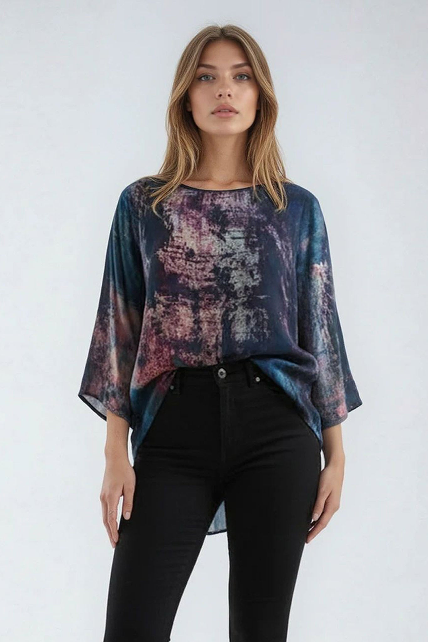 Multi-Coloured Printed Silk Touch Double Layered Top