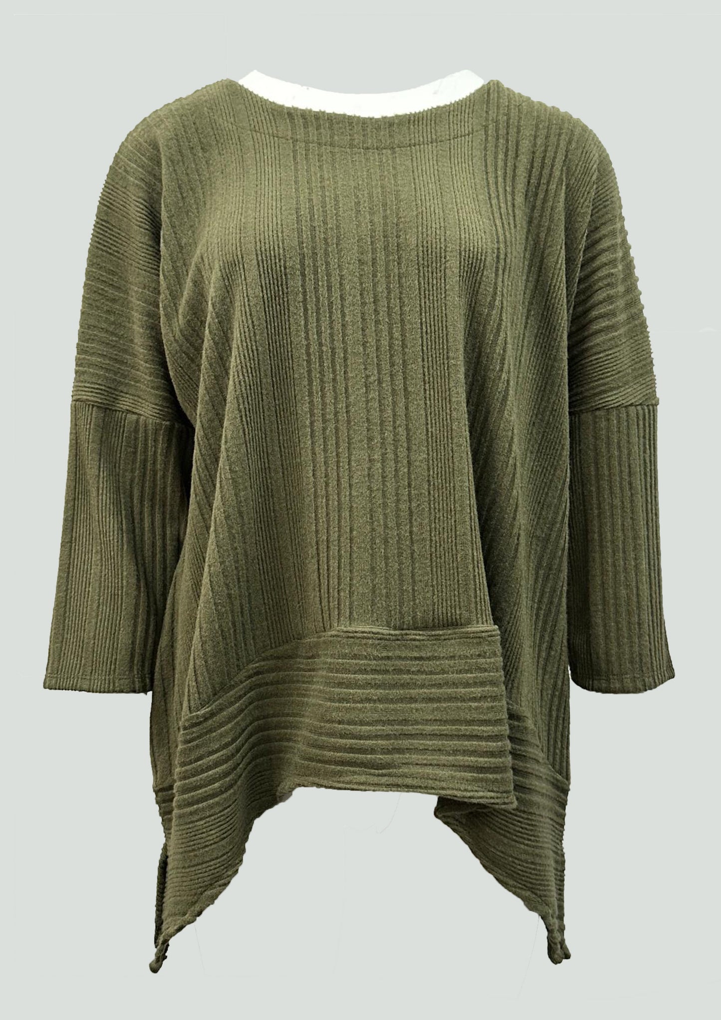 Multi-panelled Striped Velvet Top