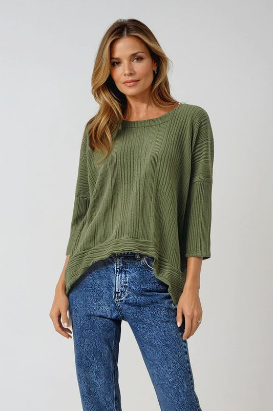 Multi-panelled Striped Velvet Top