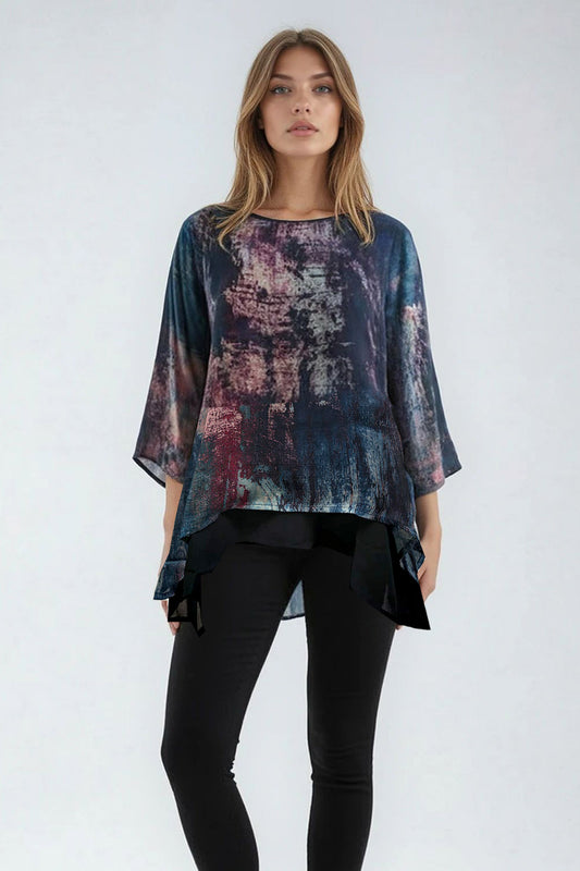 Multi-Coloured Printed Silk Touch Double Layered Top