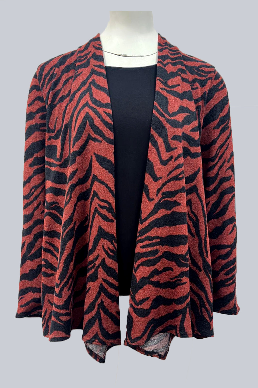 Tiger Print Soft Touch Jacket Inset Top