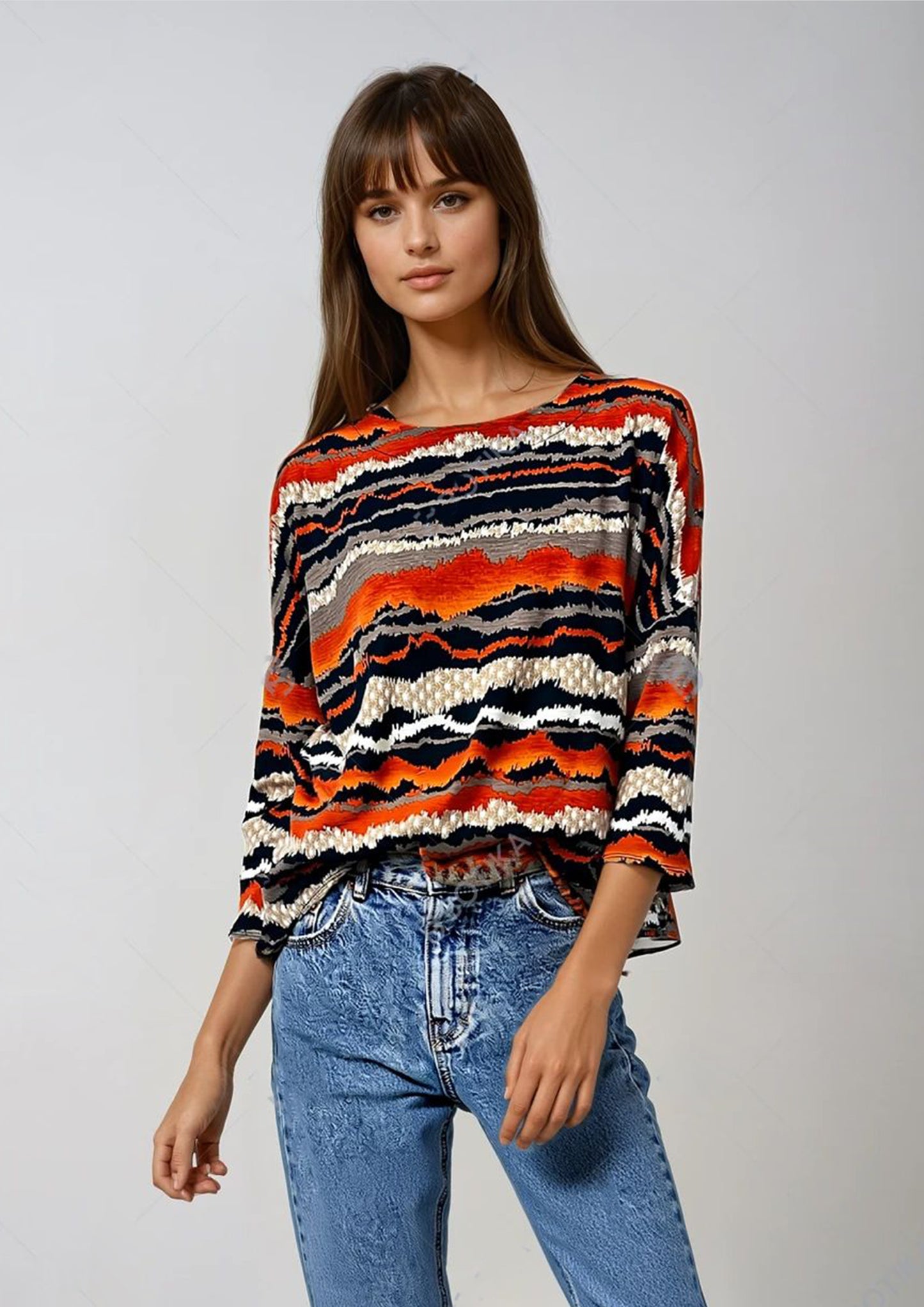 Rust Tie-Dye Loose Fit Top