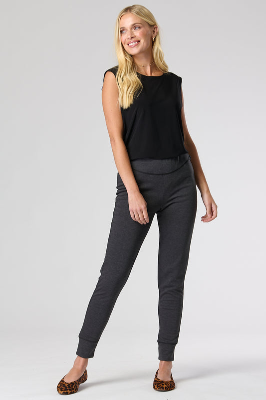 Ribbed Hem Grey Leggings