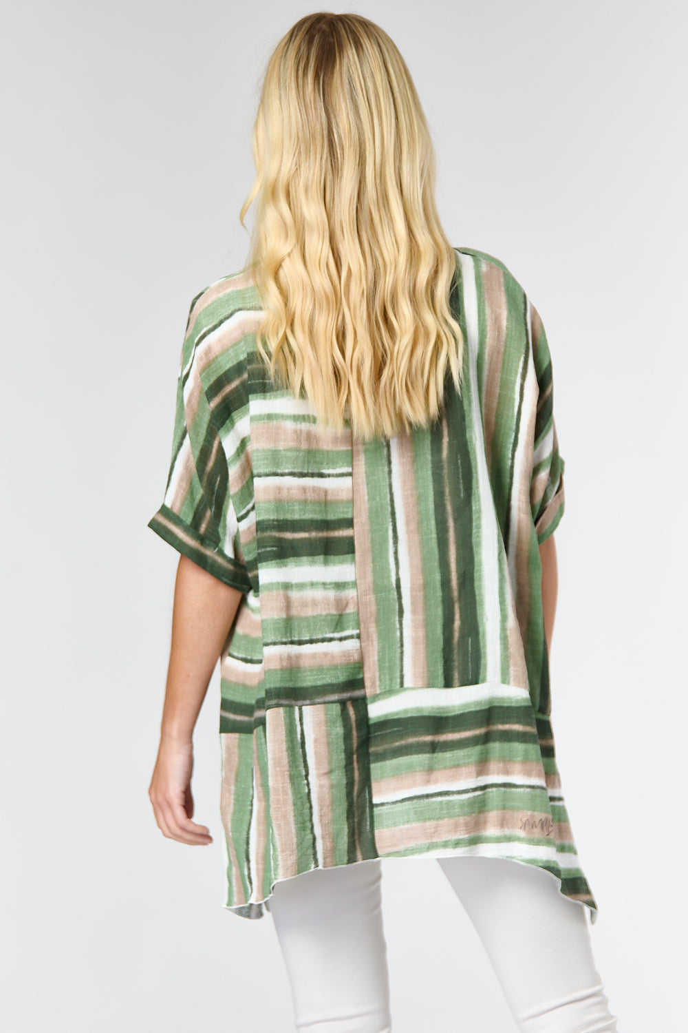 7331-F Stripe Cut Extended Top (Wholesale Pack Of 7) Pre-Order