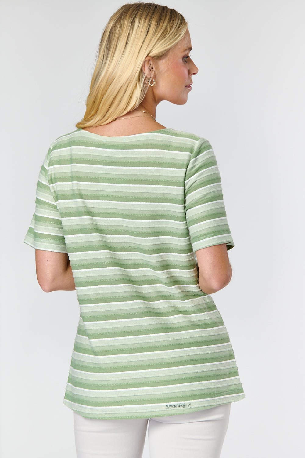 7555-A Stripe Contrast Short Sleeves Top (Wholesale Pack Of 7) Pre-Order