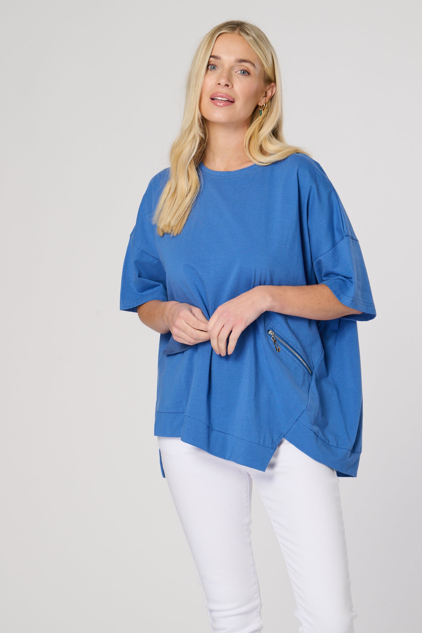 7557-A Oversized short sleeved top with zip pockets (Bundle of 7pcs) Pre-Order